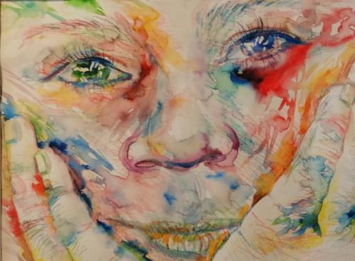 Kinderportrait multicolor Aquarell